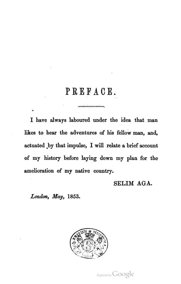 Preface for Africa Considered in its Social and Political Condition [...] with British Museum stamp.