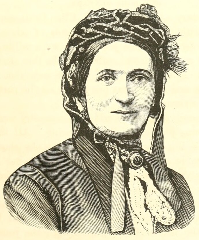 Sketch of a portrait of a woman in a hat.