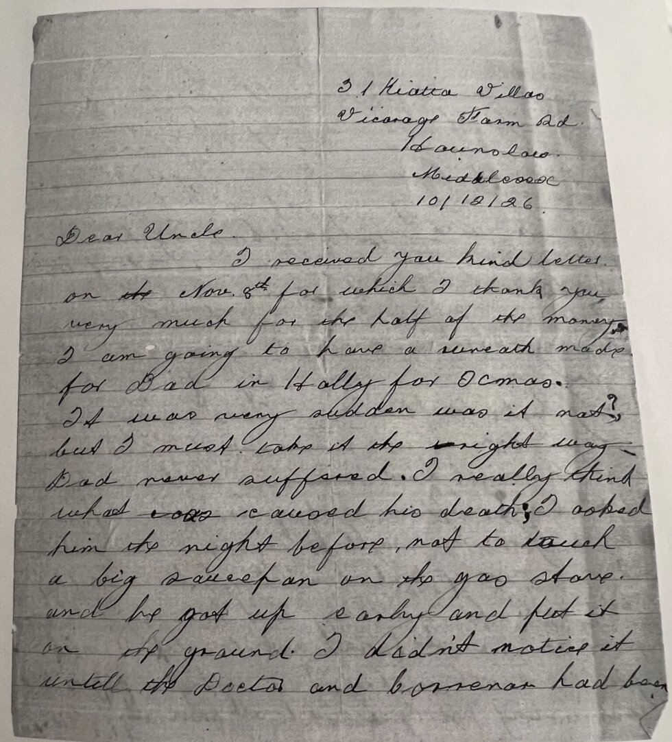 First page of a handwritten letter.