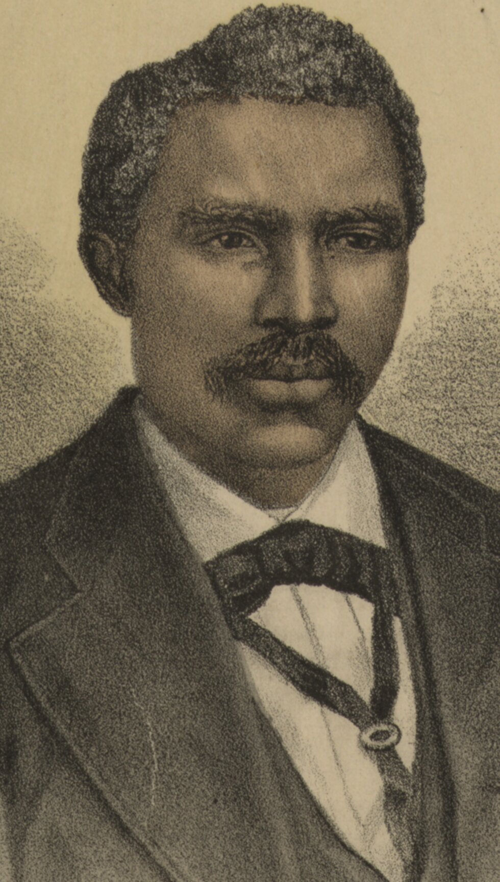 Sketch of a portrait of a man in a suit.