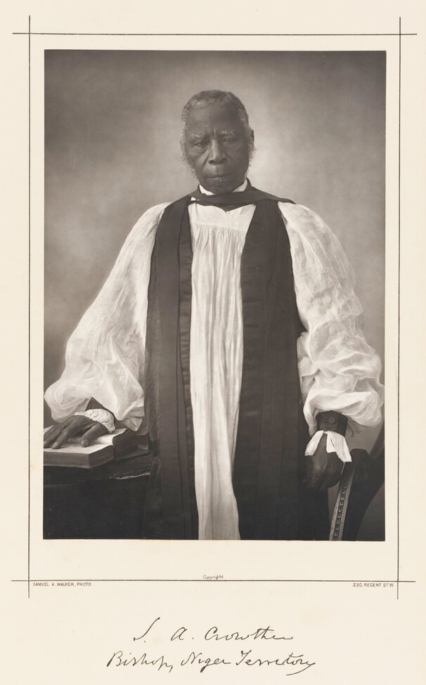 Samuel Ajayi Crowther in formal church attire, standing, facing forward.